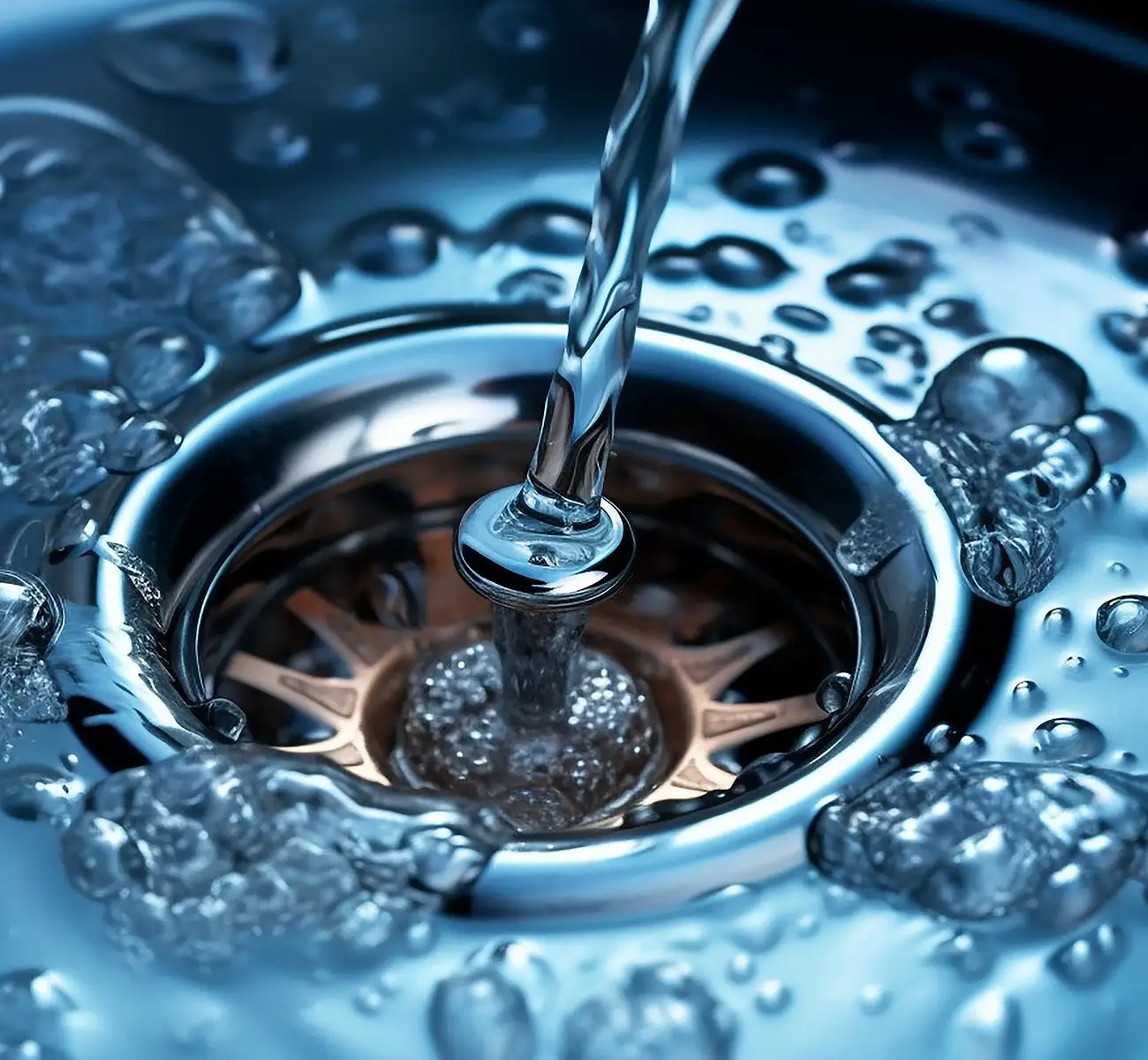 Wasser fließt im Ablauf ab